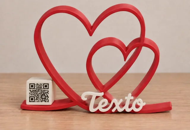 Adorno Corazones con QR y Texto Personalizable